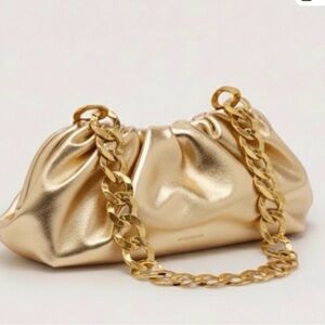 Cult Gaia Dulce Metallic Gold Chain-Handle Clutch